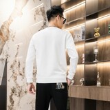 秋冬时尚套装简欧圆领休闲男士卫衣两件长袖长裤印花白色9353P120，男装休闲套装，星座1207