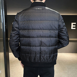 冬季简欧精神小伙夹克羽绒服90%白鸭衬衫领翻领厚外套黑Y9185P280，男装羽绒服，星座1207