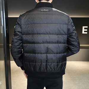 冬季简欧精神小伙夹克羽绒服90%白鸭衬衫领翻领厚外套黑Y9185P280图片