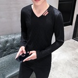 四季款长袖t恤男韩版男修身卫衣男大码网格纱打底衫上衣K13P25，男装T恤，星座1207