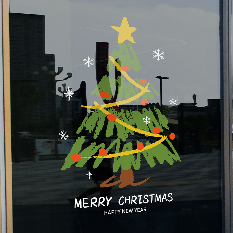 圣诞节装饰氛围布置玻璃贴纸