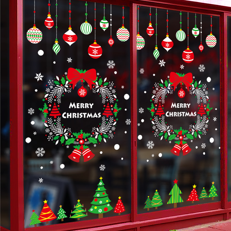 商场店铺圣诞节装饰品玻璃门贴画