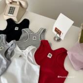 2025新款 纯色T恤宝宝夏季 无袖 女童背心吊带夏装 上衣男童上衣童装