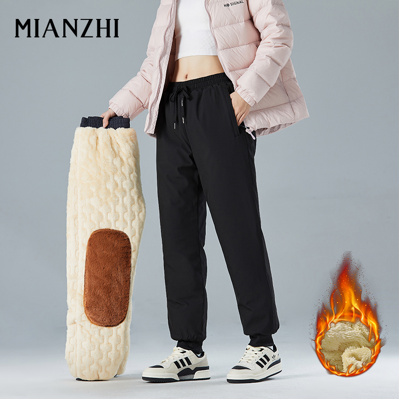 棉致加绒加厚休闲裤男女冬季保暖护膝防风防寒羊羔绒宽松运动长裤