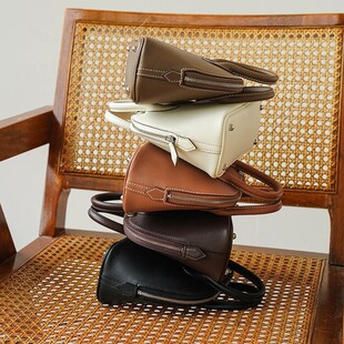 头层牛皮手提女包高级感小众设计贝壳包简约mini保龄球包都市简约