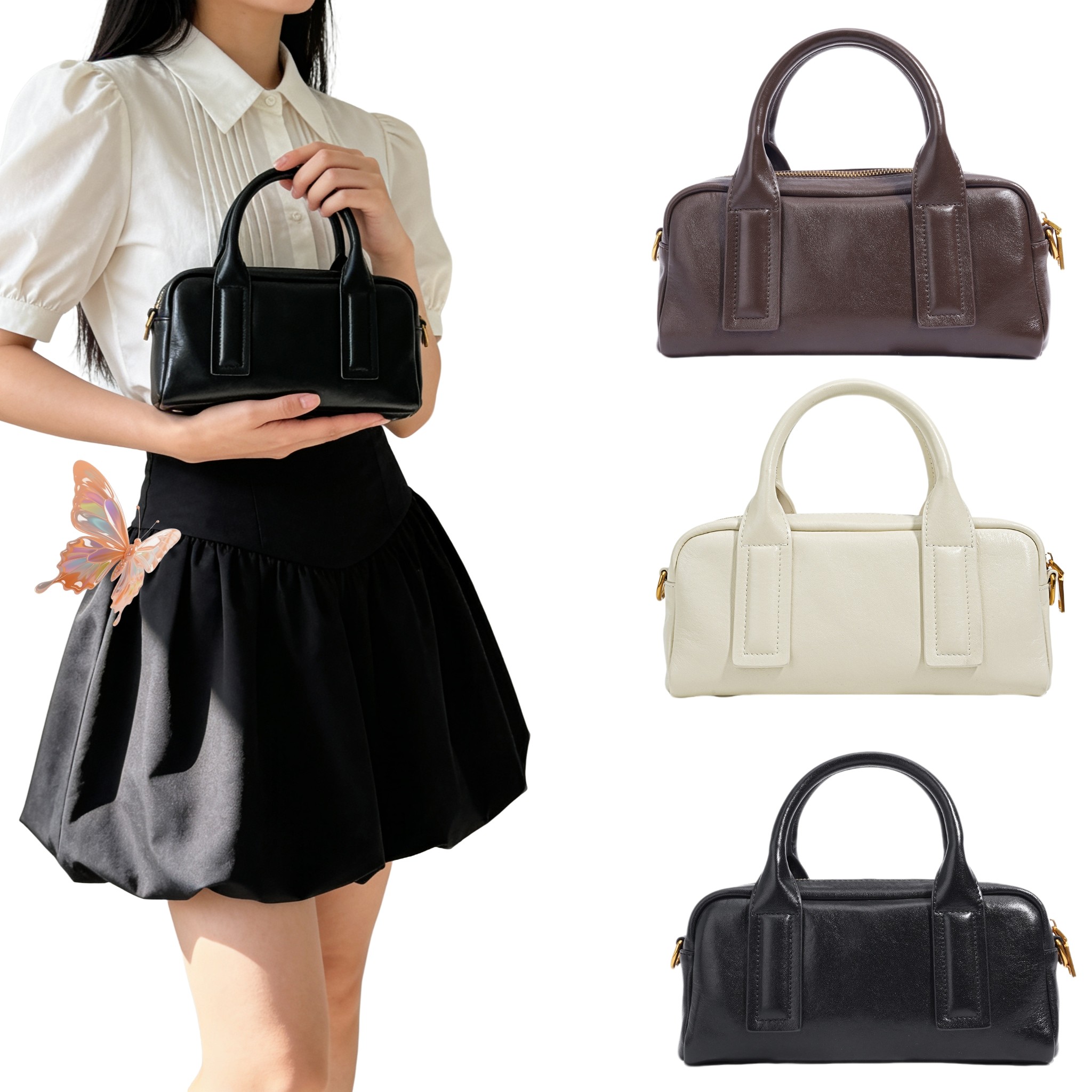 女士斜挎百搭单肩植鞣头层牛皮女包日常通勤简约大气高级感手提包