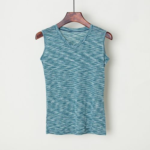 混花色绢丝棉无袖背心T恤女