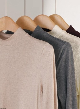 BN09180 羊绒提花小高领长袖打底衫四季百搭羊绒衫知性优雅温暖