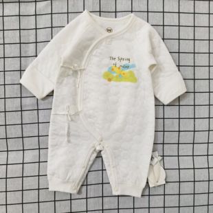 米乐熊新生儿春秋冬季 三层保暖全开连体蝴蝶哈衣MN2649HA3