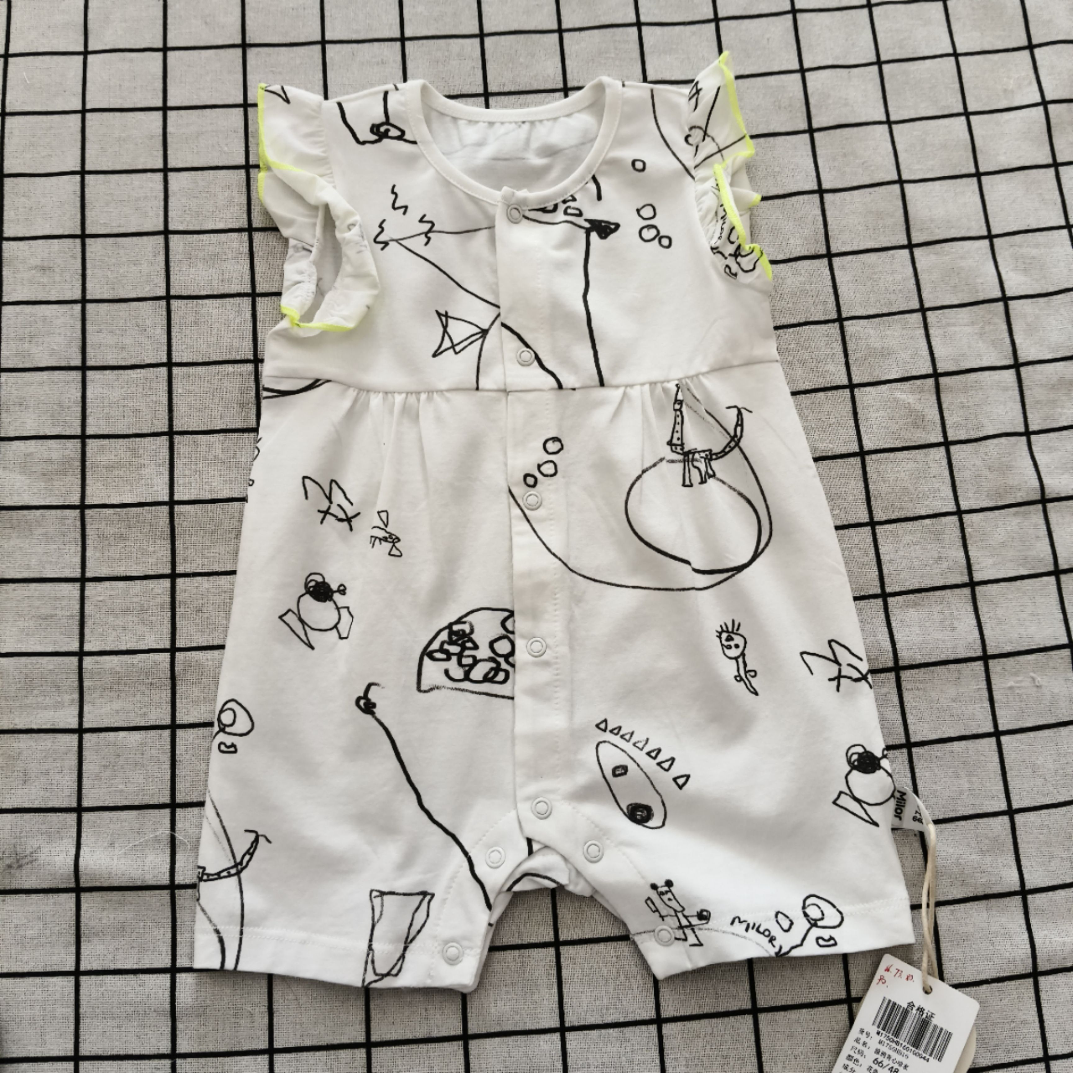 米乐熊夏季女宝无袖全开连体哈衣M1750HB16