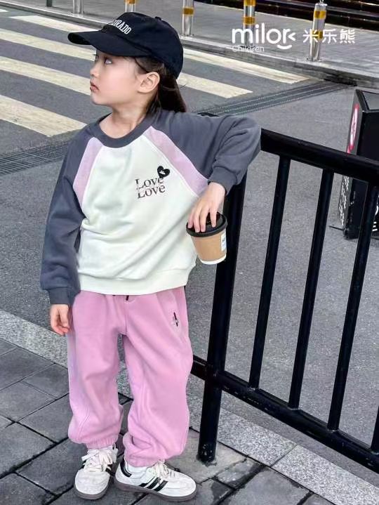 米乐熊女宝秋冬一体绒针织长裤110-150码断码清仓MW1181KC4