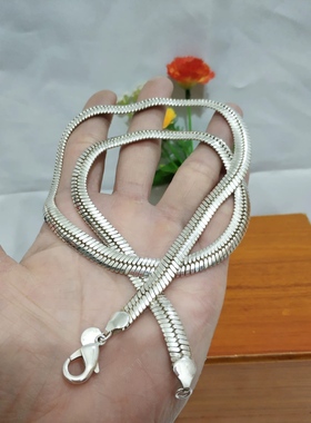 新款银蛇骨项链情侣镀银