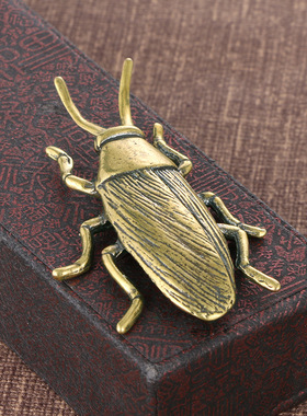 纯铜昆虫蟑螂实心黄铜茶宠摆件