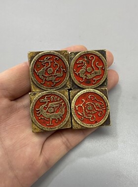 古玩杂项黄铜印章四大神兽青龙