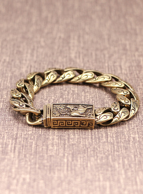 跨境白铜八卦十二生肖手链个性嘻哈男女朋克街头炫酷配饰古铜手链