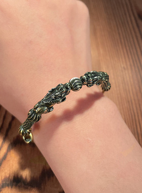 仿古做旧黄铜貔貅手镯工艺品