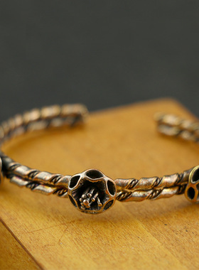 欧美时尚经典开口纯铜花朵手饰