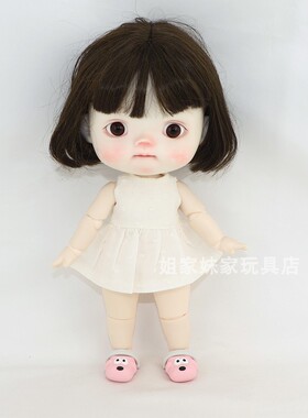 小6分bjd娃衣 YMY大胖梨体衣服 胖点体 肥羊体可爱白色背心裙子
