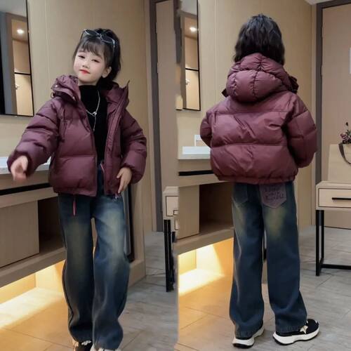 冬季女童2025新款潮酷短款面包服儿童加厚棉衣洋气羽绒棉服棉服潮