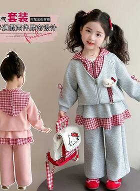 2026新款女童套装春装儿童巨好看假两件衣服女宝宝春秋裙裤两件套