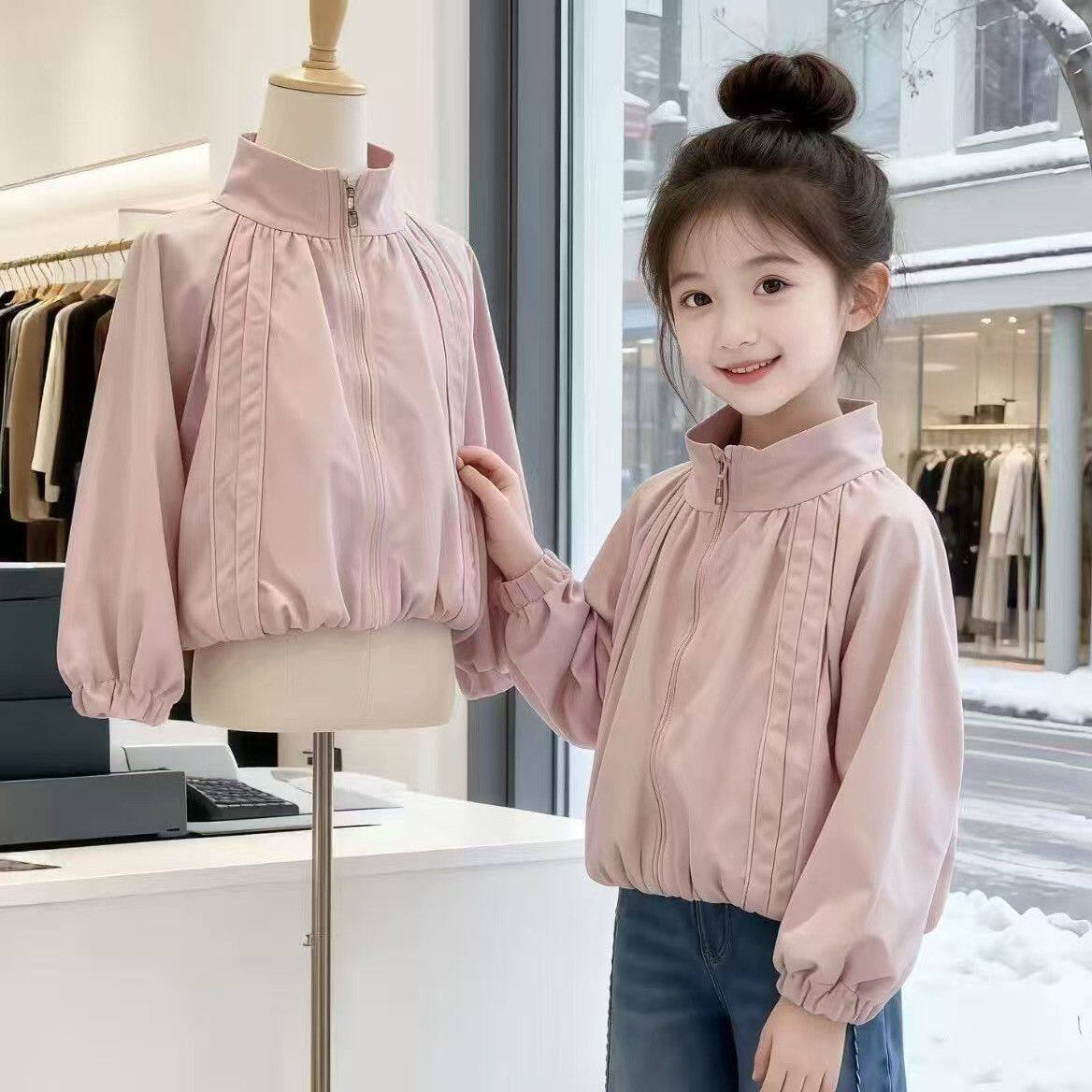 女童冲锋衣春秋款2026新款儿童立领洋气户外运动上衣春装女孩外套图片