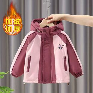 棉服 棉衣儿童加棉加厚加绒冲锋衣中大童冬季 2024新款 女童秋冬装