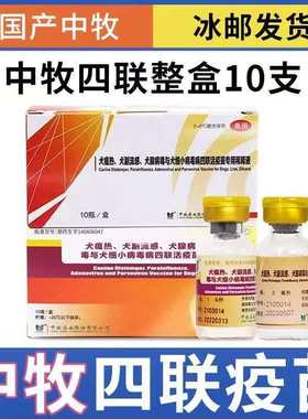 中牧犬四联疫苗自打整盒10支宠物狗狗预防犬瘟细小犬副流感狂犬