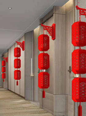 过年毛毡布灯笼串挂件春节元旦室内大门布置装饰客厅宫灯新年挂饰