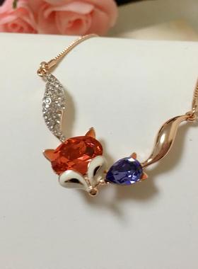 玫瑰金色招桃花水晶防过敏短链