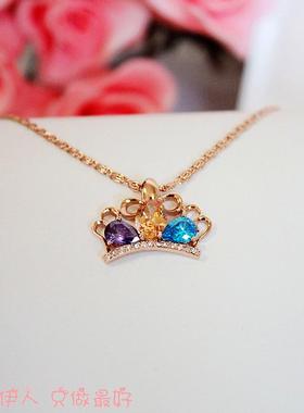 玫瑰金镂空多彩水晶防过敏短链