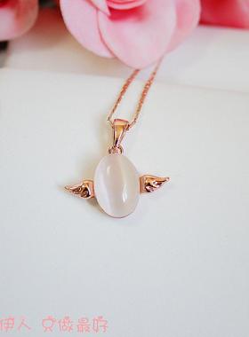 玫瑰金色猫眼石项链防过敏天使蛋