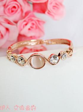 饰品玫瑰金水晶防过敏不掉色手链