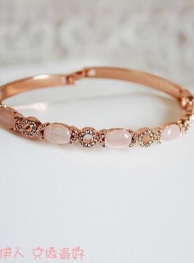 饰品玫瑰金多彩水晶防过敏手链