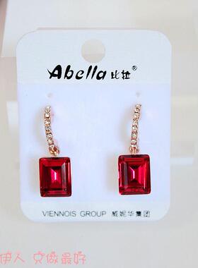 玫瑰金色多彩方形防过敏耳环