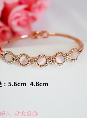 玫瑰金猫眼石防过敏手链