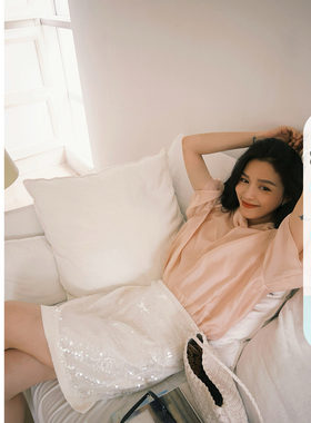 重工水光亮片半身裙女夏