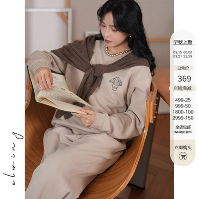 纯棉磨毛加绒卫衣裤套装