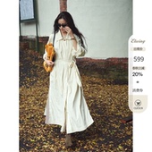 Elwing原创 风衣女春设计感气质休闲系带收腰外套 轻薄0压防晒长款