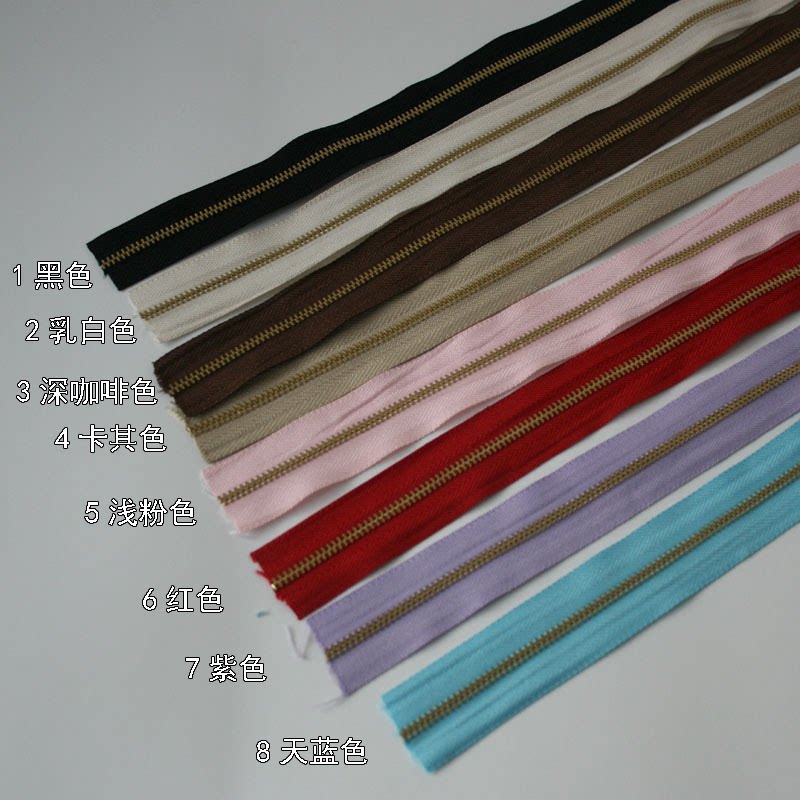 181203浅金色铜码装拉链3号(8色选)手工配件diy 拼布diy服装辅料