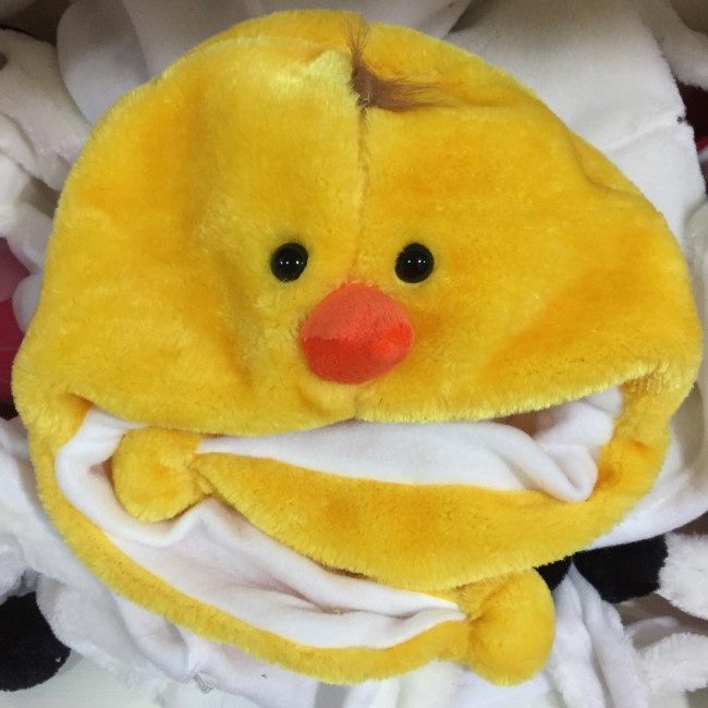 可爱黄色小鸡毛绒帽卡通保暖护耳帽毛绒玩具牛马动物帽子5件包邮