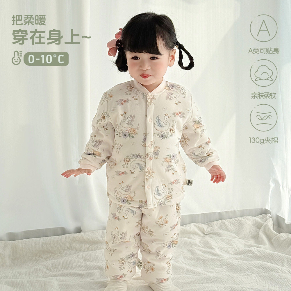 130克婴儿分体套装棉服家居服
