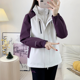 风雪狼品牌三合一冲锋衣女羽绒内胆可拆卸防风防水保暖冬季登山服