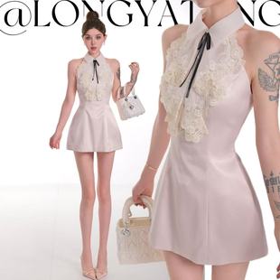 挂脖连衣裙新款 龙怼怼推荐 纯欲蕾丝无袖 法式 收腰包臀 许我耀眼