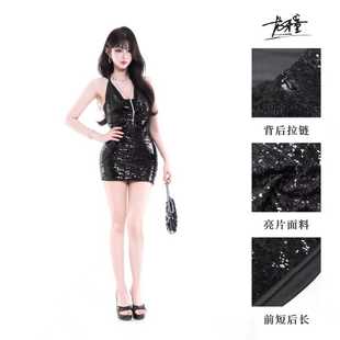 龙牙童推荐【新生魅魔】显瘦气质辣妹连衣裙性感修身挂脖无袖露背