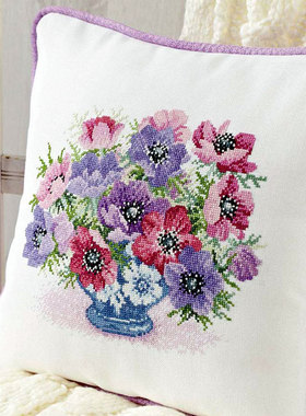 小小鱼DMC绣线十字绣套件 COL218-1紫色花瓶植物花卉印花非抱枕