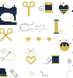 手工刺绣小小鱼DMC十字绣线 Cross230-5 小小饰物浅蓝绣布套件