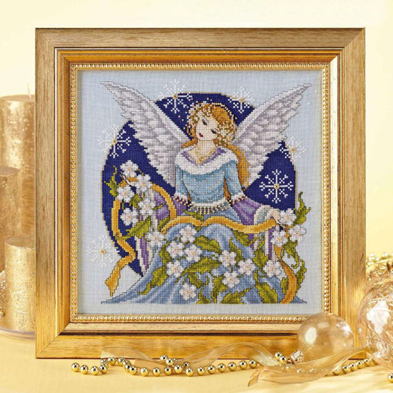 小小鱼dmc绣线十字绣套件 col229-1冬天里的冰雪女王浅蓝绣布