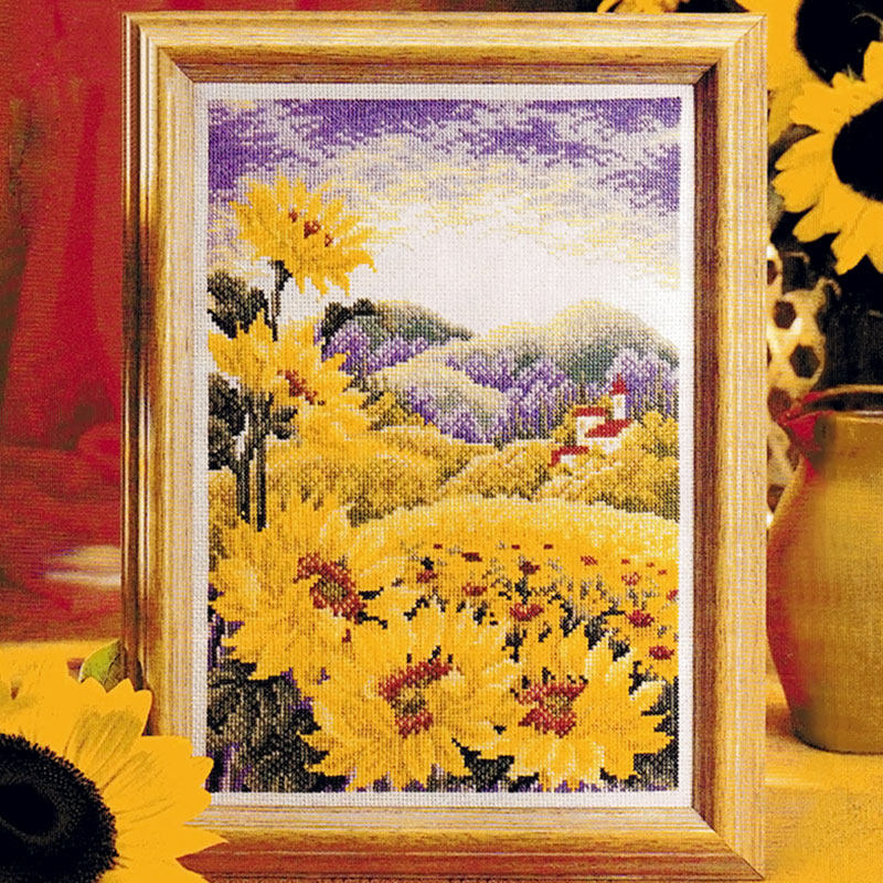 小小鱼DMC绣线十字绣套件 Col70-4向日葵田新品精准印花家居缝纫
