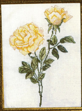 小小鱼DMC绣线十字绣套件 Col96-2黄色月季 植物花卉印花手工绣