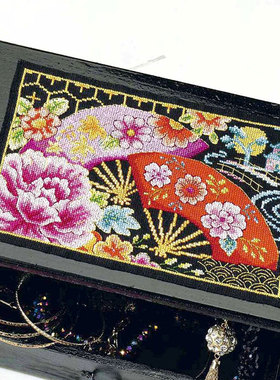 小小鱼DMC绣线十字绣套件 Crazy188-3古典扇面黑色绣布家居手工